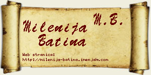Milenija Batina vizit kartica